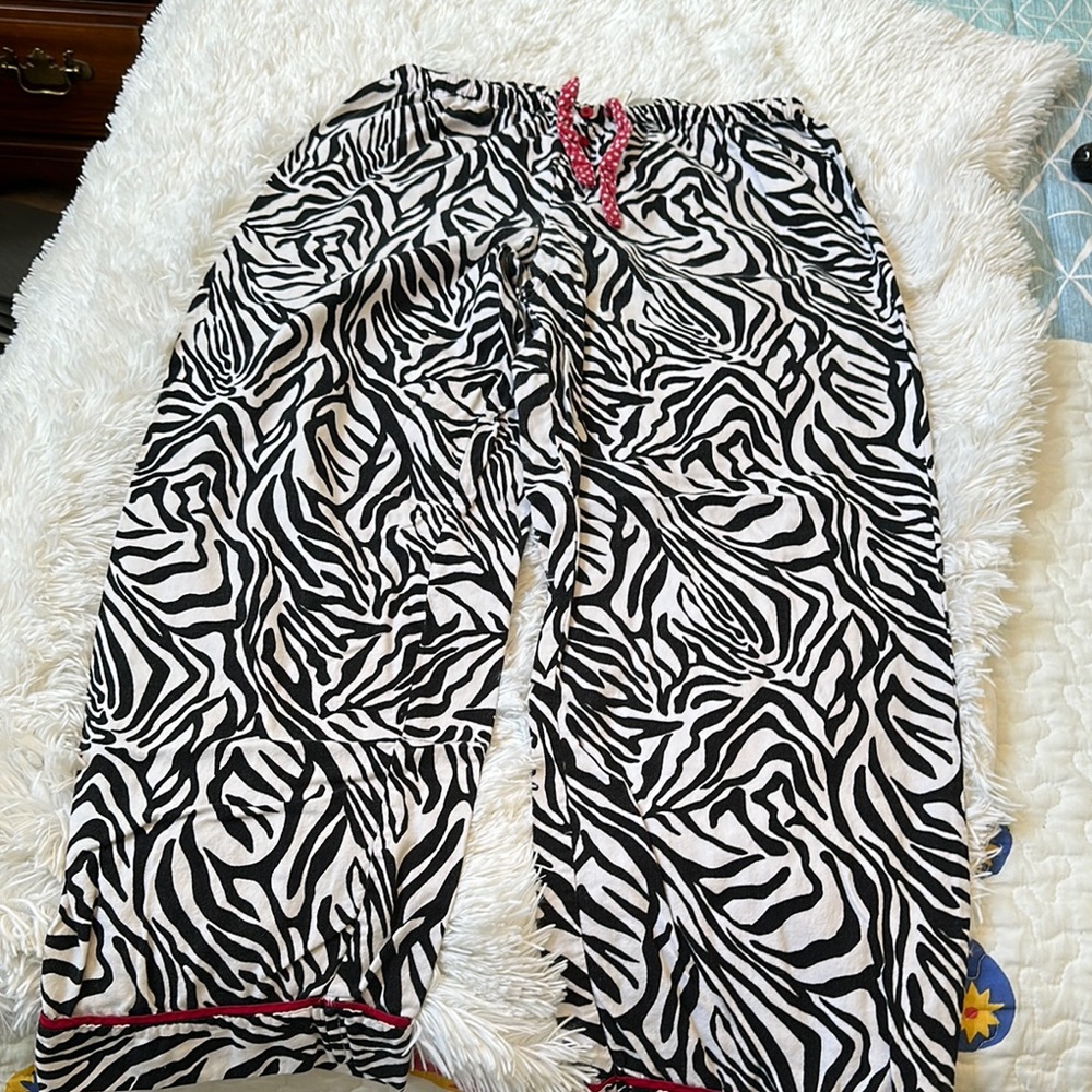 Adonna Zebra Print Pajama Pants with Pink Accents